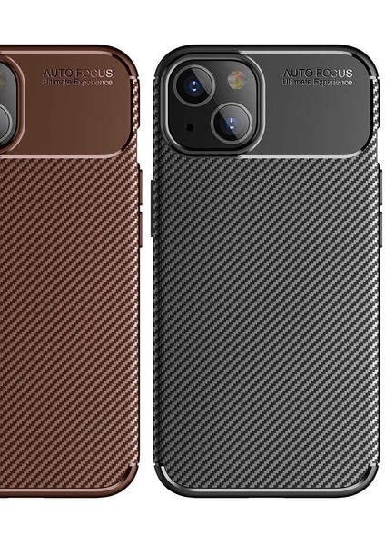 - Apple iPhone 13 - Kılıf Auto Focus Karbon Negro Silikon Kapak - Kahverengi - T18674