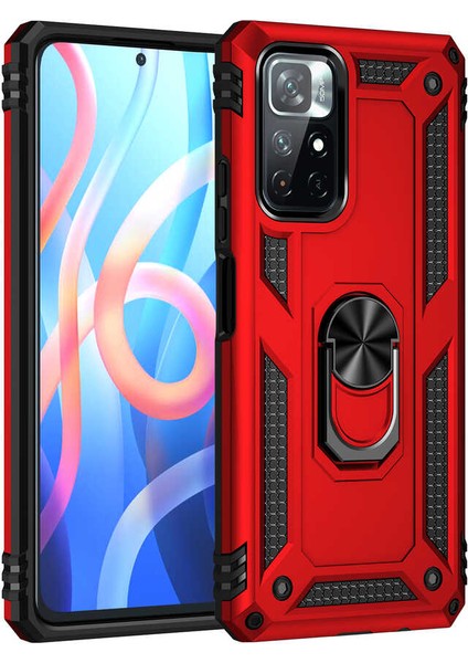 - Xiaomi Redmi Note 11T 5G - Kılıf Yüzüklü Zırh Tank Vega Kapak - Rose Gold - T20476