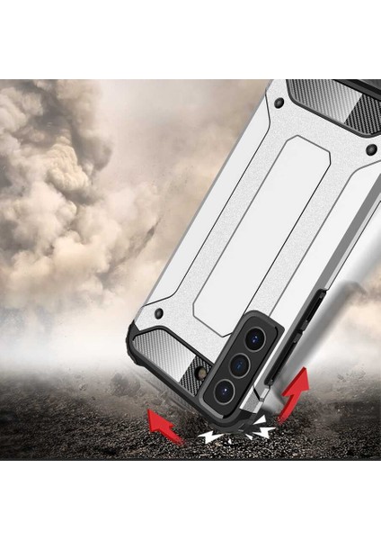 - Samsung Galaxy S21 FE - Kılıf Çift Katman Zırh Tank Crash Military Kapak - Rose Gold - T17178