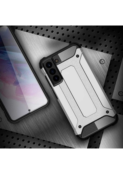 - Samsung Galaxy S21 FE - Kılıf Çift Katman Zırh Tank Crash Military Kapak - Rose Gold - T17178