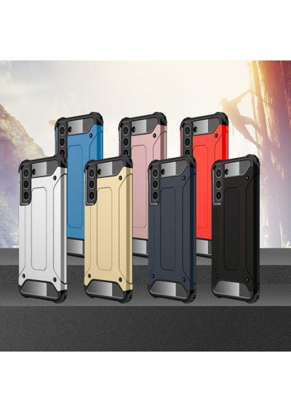 - Samsung Galaxy S21 FE - Kılıf Çift Katman Zırh Tank Crash Military Kapak - Rose Gold - T17178