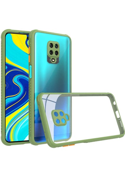 - Xiaomi Redmi Note 9S - Kılıf ​​Arkası Şeffaf Sert Kaff Kapak - Koyu Yeşil