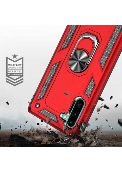 - Samsung Galaxy Note 10 - Kılıf Yüzüklü Zırh Tank Vega Kapak - Gold - T9716