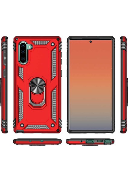 - Samsung Galaxy Note 10 - Kılıf Yüzüklü Zırh Tank Vega Kapak - Gold - T9716