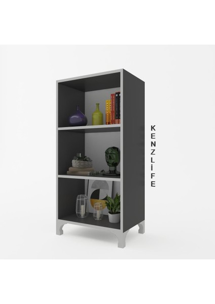Kenzlife kitaplık tuğçe 088*030*020 gri ayaklı mutfak dolabı banyo ofis ayakkabılık kiler