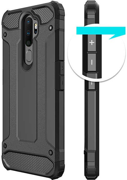 - Oppo A9 2020 - Kılıf Çift Katman Zırh Tank Crash Military Kapak - Rose Gold - T10705