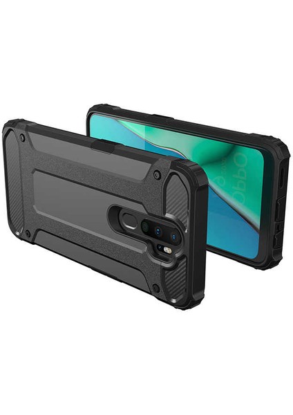 - Oppo A9 2020 - Kılıf Çift Katman Zırh Tank Crash Military Kapak - Rose Gold - T10705