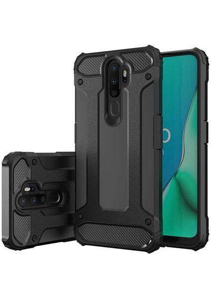 - Oppo A9 2020 - Kılıf Çift Katman Zırh Tank Crash Military Kapak - Rose Gold - T10705