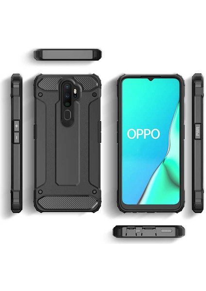 - Oppo A9 2020 - Kılıf Çift Katman Zırh Tank Crash Military Kapak - Rose Gold - T10705