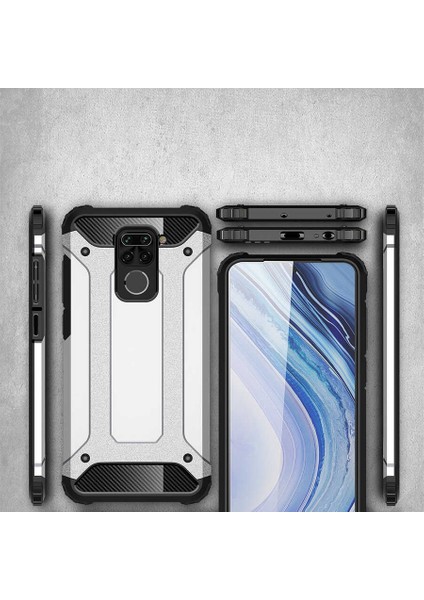 - Xiaomi Redmi Note 9 - Kılıf Çift Katman Zırh Tank Crash Military Kapak - Siyah