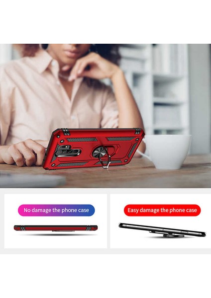 - Xiaomi Redmi 9 - Kılıf Yüzüklü Zırh Tank Vega Kapak - Gold - T14472