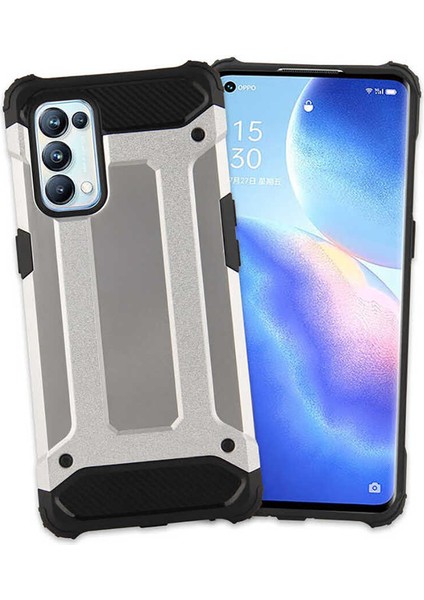 - Oppo Reno 5 Pro 5G - Kılıf Çift Katman Zırh Tank Crash Military Kapak - Rose Gold