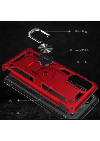 - Samsung Galaxy S20 - Kılıf Yüzüklü Zırh Tank Vega Kapak - Gri