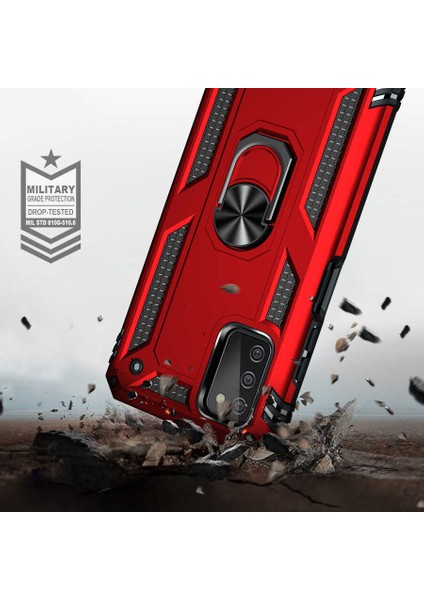 - Samsung Galaxy A03S - Kılıf Yüzüklü Zırh Tank Vega Kapak - Siyah - T20138