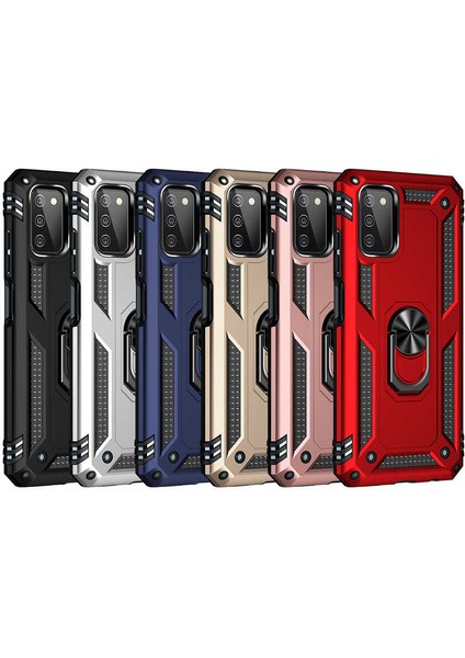 - Samsung Galaxy A03S - Kılıf Yüzüklü Zırh Tank Vega Kapak - Siyah - T20138