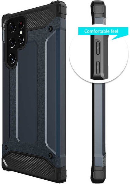 - Samsung Galaxy S22 Ultra - Kılıf Çift Katman Zırh Tank Crash Military Kapak - Gri - T20112 indirimleri