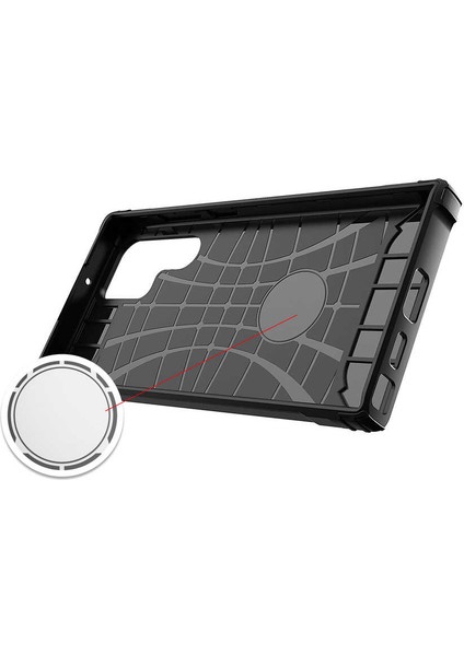 - Samsung Galaxy S22 Ultra - Kılıf Çift Katman Zırh Tank Crash Military Kapak - Gri - T20112