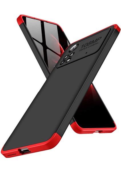 noktaks - Xiaomi Poco X4 Pro 5G - Kılıf Parmak izi Yapmayan 3 Parça Ays Kapak - Siyah - T22930