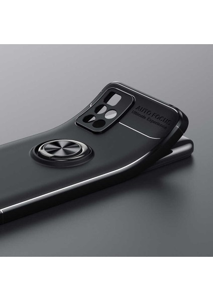 - Xiaomi Redmi 10 - Kılıf Yüzüklü Karbon Ravel Silikon Kapak - Kırmızı - T19189