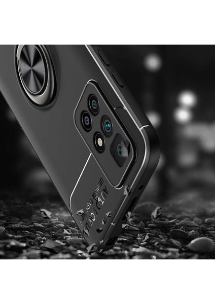 - Xiaomi Redmi 10 - Kılıf Yüzüklü Karbon Ravel Silikon Kapak - Kırmızı - T19189