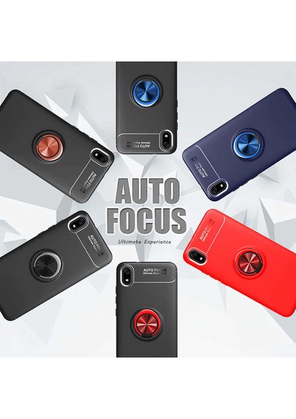 - Xiaomi Redmi 7A - Kılıf Yüzüklü Karbon Ravel Silikon Kapak - Siyah - T10543