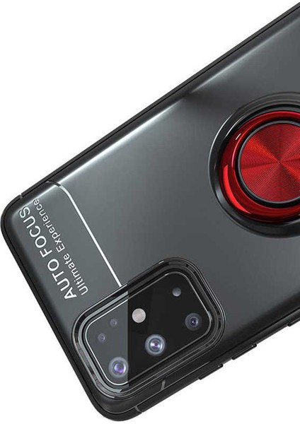 - Samsung Galaxy S20 Plus - Kılıf Yüzüklü Karbon Ravel Silikon Kapak - Kırmızı - T11831