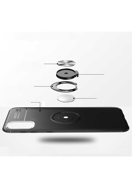 - Samsung Galaxy M31S - Kılıf Yüzüklü Karbon Ravel Silikon Kapak - Mavi - T14997