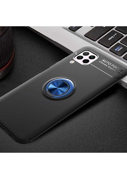 - Huawei P40 Lite - Kılıf Yüzüklü Karbon Ravel Silikon Kapak - Siyah-Mavi - T13473 indirimleri