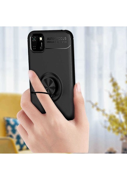 - Huawei Y5P - Kılıf Yüzüklü Karbon Ravel Silikon Kapak - Siyah-Rose Gold - T13863 indirimleri