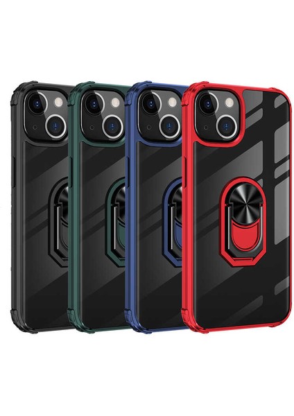 - Apple iPhone 13 Mini - Kılıf Yüzüklü Arkası Şeffaf Koruyucu Mola Kapak - Kırmızı - T18831 indirimleri