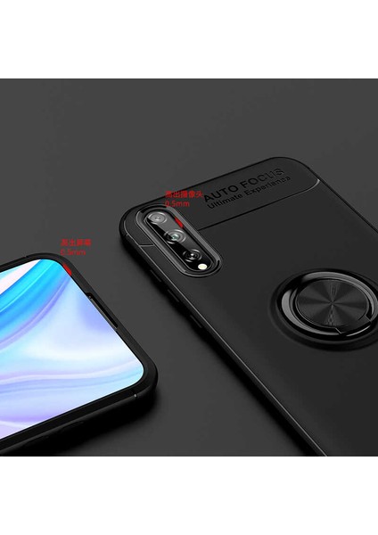 - Huawei P Smart S (Y8P) - Kılıf Yüzüklü Karbon Ravel Silikon Kapak - Mavi - T13865