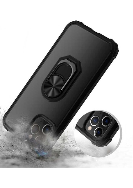 - Apple iPhone 12 Pro - Kılıf Yüzüklü Arkası Şeffaf Koruyucu Mola Kapak - Lacivert - T14039 indirimleri