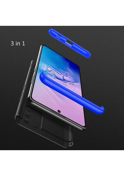 - Samsung Galaxy A91 (S10 Lite) - Kılıf Parmak izi Yapmayan 3 Parça Ays Kapak - Siyah-Mavi - T13996 indirimleri