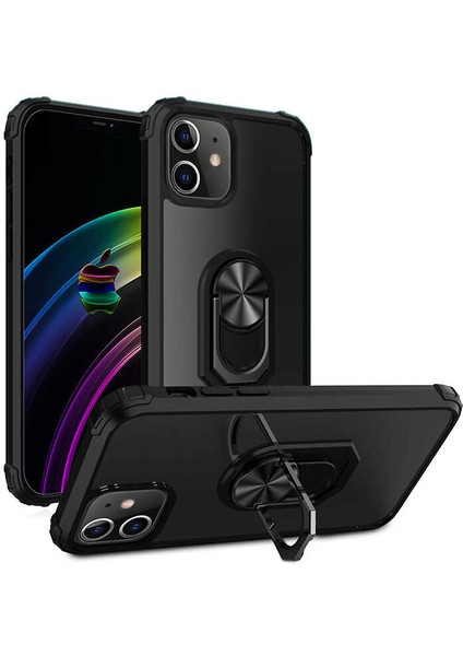 - Apple iPhone 12 - Kılıf Yüzüklü Arkası Şeffaf Koruyucu Mola Kapak - Siyah - T14062 indirimleri