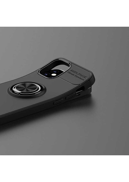 - Apple iPhone 12 - Kılıf Yüzüklü Karbon Ravel Silikon Kapak - Siyah-Mavi - T14212