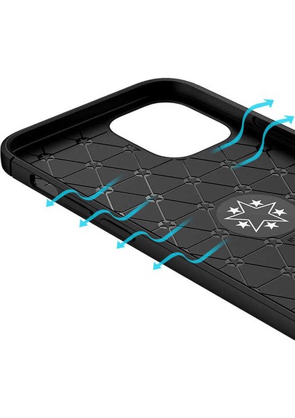 - Apple iPhone 12 - Kılıf Yüzüklü Karbon Ravel Silikon Kapak - Siyah-Mavi - T14212