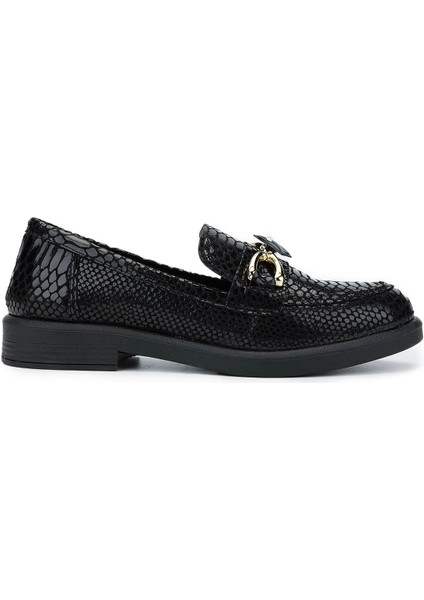 Kadın Vegan Siyah Kroko Loafer Ayakkabı 817 01 Bn Ayk SK24-25 Sıyah Kroko