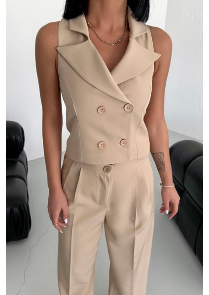 Kadın Şal Yaka Dört Düğmeli Yelek indirimleri