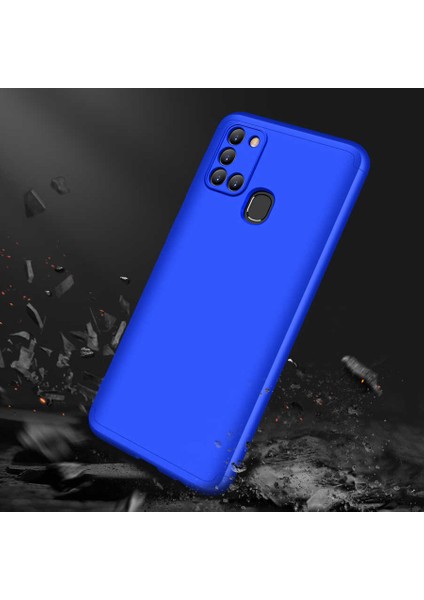 - Samsung Galaxy A21S - Kılıf Parmak izi Yapmayan 3 Parça Ays Kapak - Siyah-Gri - T14217