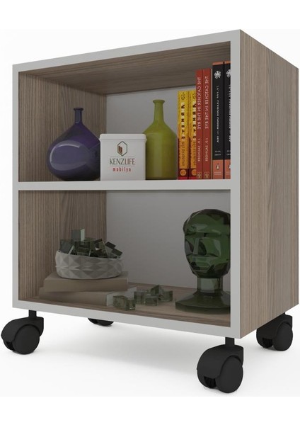 Kenzlife kitaplık beril 068*060*020 crd tekerlekli mutfak dolabı banyo ofis ayakkabılık kiler