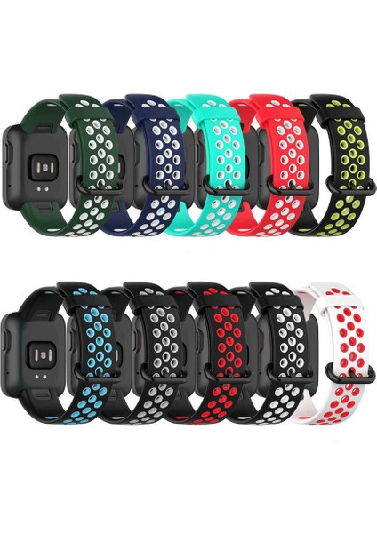 - Xiaomi Redmi Watch 2 Lite - Kordon Silikon Strap Kayış - KRD-02 - Kırmızı-Beyaz - T23527