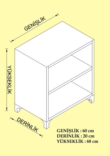 Kenzlife kitaplık tuğçe 068x060x20 cvz ayaklı