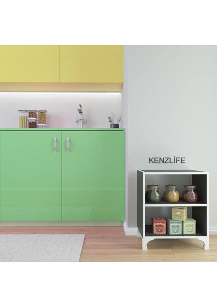 Kenzlife kitaplık tuğçe 068*060*020 gri ayaklı mutfak dolabı banyo ofis ayakkabılık kiler fırsatları