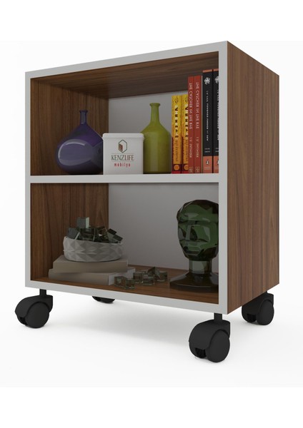 Kenzlife kitaplık beril 068*040*020 cvz tekerlekli mutfak dolabı banyo ofis ayakkabılık kiler
