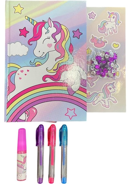 Unicorn Jel Kalem + Günlük Defter Seti