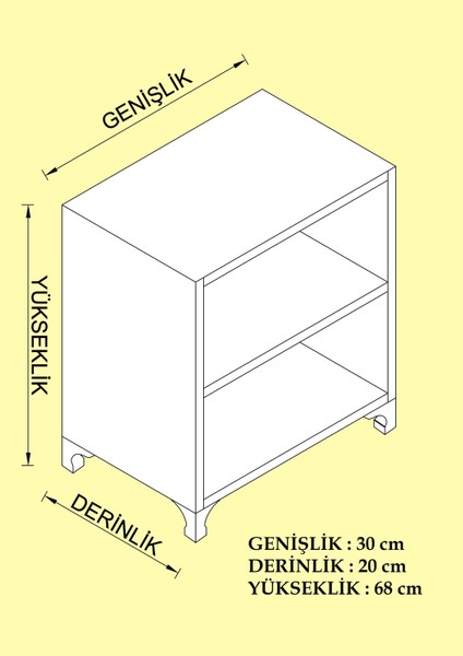 Kenzlife kitaplık beril 068x030x020 crd tekerlekli