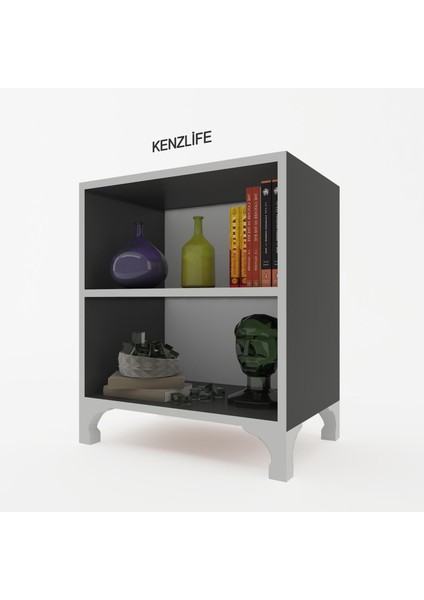 Kenzlife kitaplık tuğçe 068*030*020 gri ayaklı mutfak dolabı banyo ofis ayakkabılık kiler