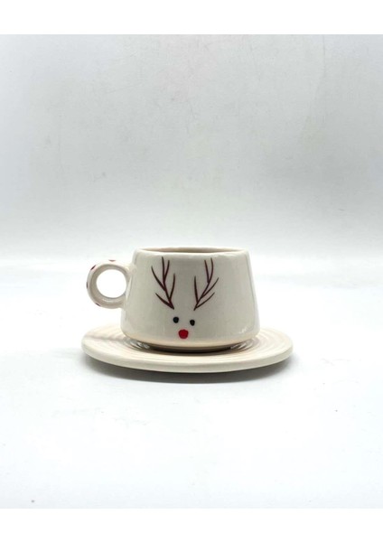 Betty El Yapımı Geyik Desenli Fincan 190 ml  -  Xmas Deer ( 1 Adet)