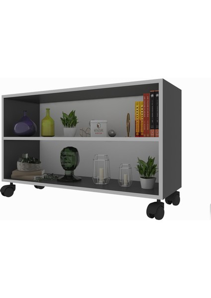 Kenzlife kitaplık beril 048*090*020 gri tekerlekli mutfak dolabı banyo ofis ayakkabılık kiler modelleri
