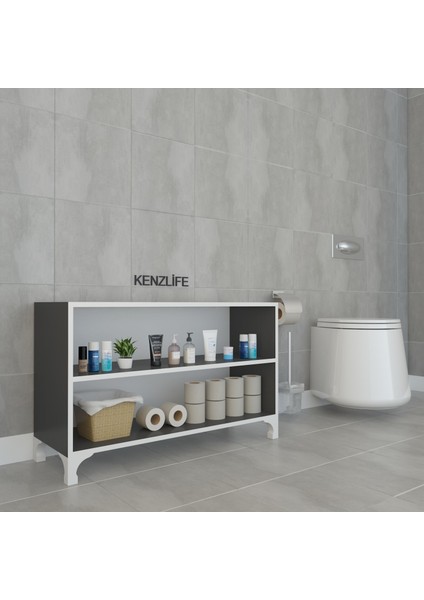 Kenzlife kitaplık tuğçe 048*090*020 gri ayaklı mutfak dolabı banyo ofis ayakkabılık kiler indirimleri